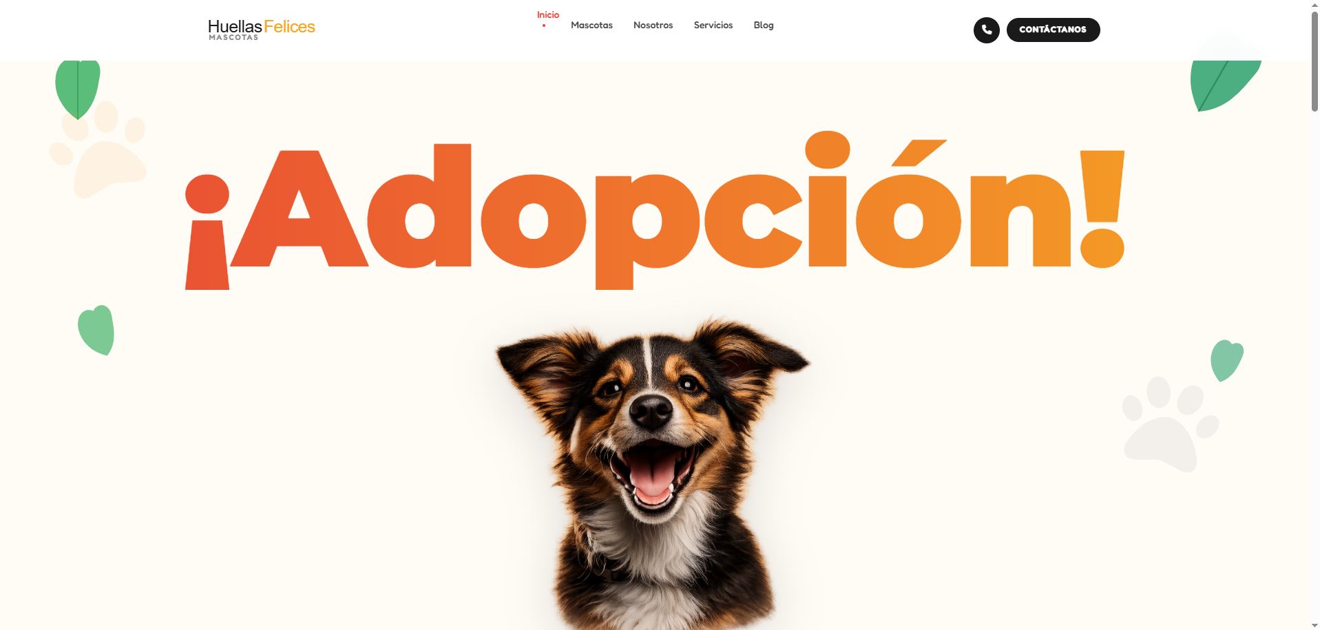 Adopción de mascotas — Web corporativa